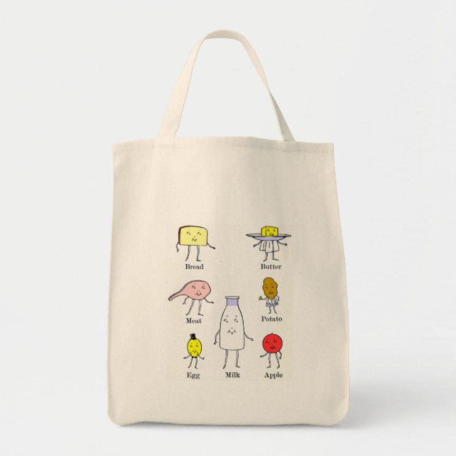 Favourite Foods Vintage Kitchen Art Tote Bag (Front)