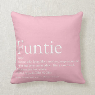 Favourite Funtie Aunt Auntie Definition Pink Throw Pillow
