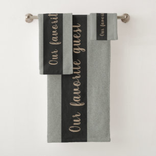 Favourite Guest Fluffy Structure Custom Text Blue Bath Towel Set