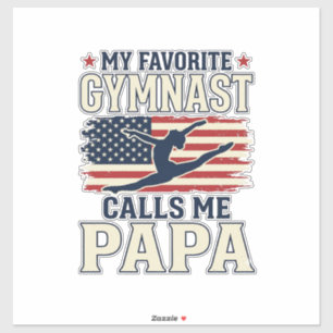Favourite Gymnast Calls Me Papa Patriotic Vintage 