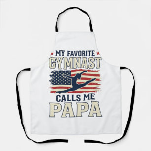 Favourite Gymnast Calls Me Papa Patriotic Vintage  Apron
