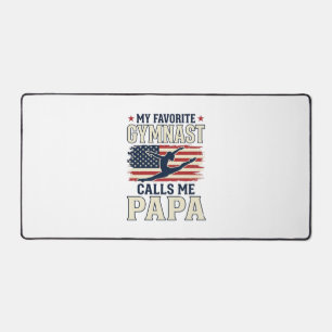 Favourite Gymnast Calls Me Papa Patriotic Vintage  Desk Mat