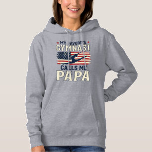 Favourite Gymnast Calls Me Papa Patriotic Vintage Hoodie