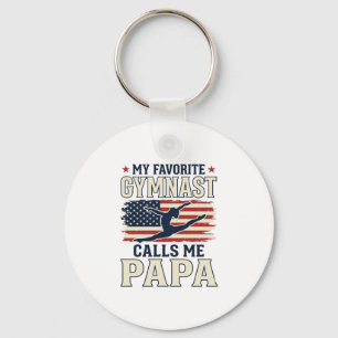 Favourite Gymnast Calls Me Papa Patriotic Vintage Keychain