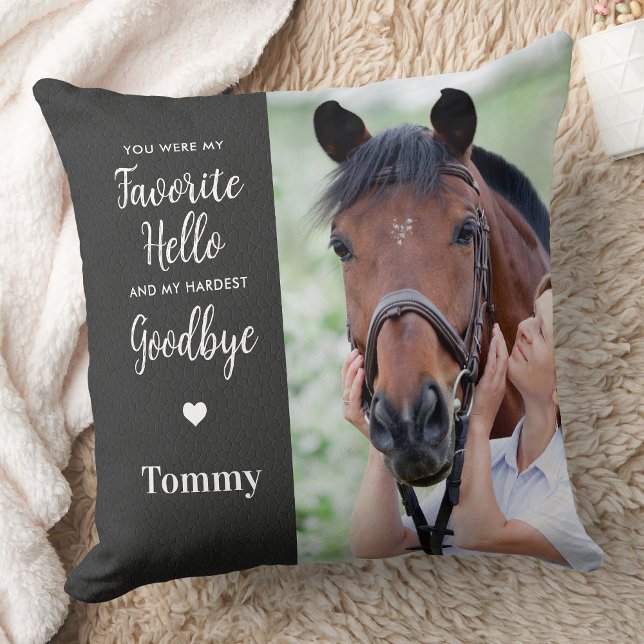 Favourite Hello Hardest Goodbye 2 Photo Memorial Throw Pillow (Creator Uploaded)