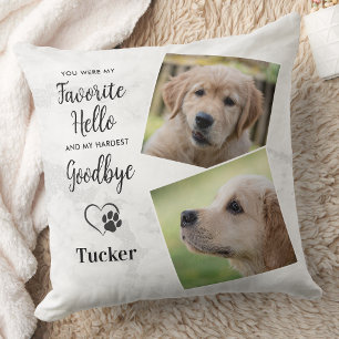 Favourite Hello Hardest Goodbye Custom Pet Memoria Throw Pillow