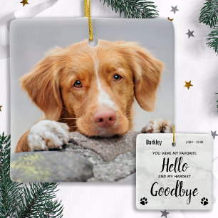 Favourite Hello Hardest Goodbye Modern Pet Memoria Ceramic Ornament
