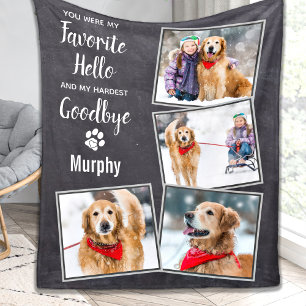 Favourite Hello Hardest Goodbye Pet Dog Memorial Fleece Blanket
