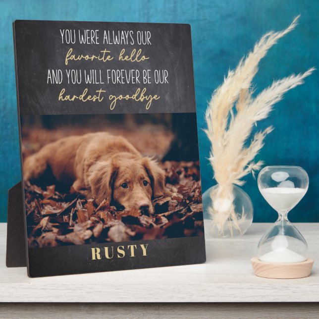 Favourite Hello Hardest Goodbye Pet Memorial 8x10" Plaque (Side)