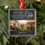 Favourite Hello Hardest Goodbye Pet Memorial  Metal Ornament<br><div class="desc">This modern memorial keepsake is a beautiful way to honour your beloved pet.

The photographs are for illustrative purposes and can be changed to your own.</div>