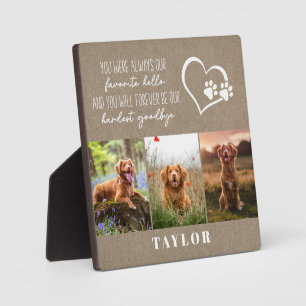 Favourite Hello Hardest Goodbye Pet Memorial Plaque