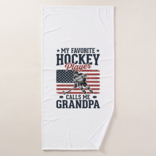 Favourite Hockey Player Calls Me Grandpa Vintage S Bath Towel