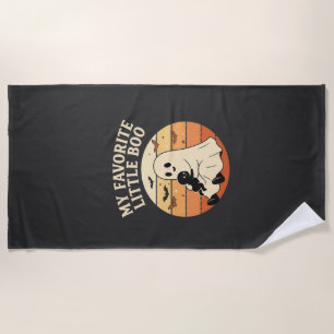 Favourite Little Boo Halloween Ghost Baby Retro Su Beach Towel