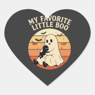 Favourite Little Boo Halloween Ghost Baby Retro Su Heart Sticker