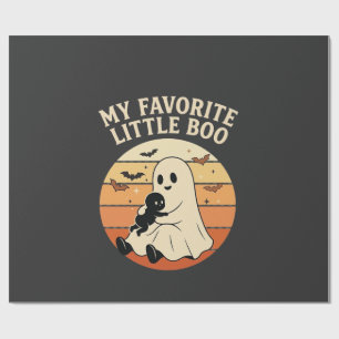 Favourite Little Boo Halloween Ghost Baby Retro Su Wrapping Paper