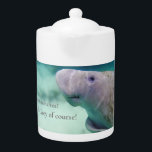 Favourite mana-tea? Earl Grey of course! Manatee<br><div class="desc">Mana-teapot for your favourite tea—which obviously has to be Earl Grey in honour of our beloved manatees! This is my digital art design. I donate 10% of sales on all my manatee-themed items to Save the Manatee Club. 🩵</div>