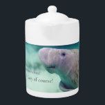 Favourite mana-tea? Earl Grey of course! Manatee<br><div class="desc">Mana-teapot for your favourite tea—which obviously has to be Earl Grey in honour of our beloved manatees! This is my digital art design. I donate 10% of sales on all my manatee-themed items to Save the Manatee Club. 🩵</div>
