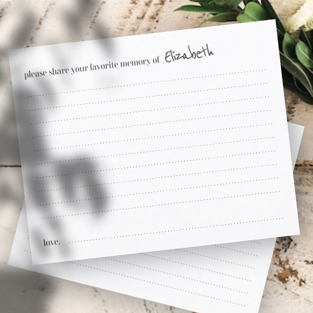 Favourite Memory Funeral Simple Attendance Card (Creator Uploaded)
