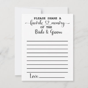 Favourite Memory of Bride Groom Advice Cards