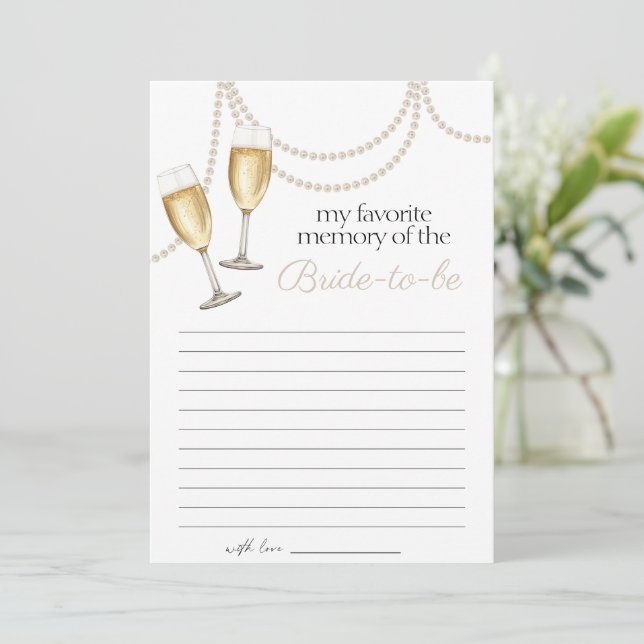 Favourite Memory Pearls Prosecco Bridal game card (Standing Front)
