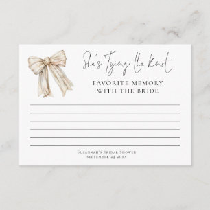 Favourite Memory With Bride Cream Bow Bridal Showe Card