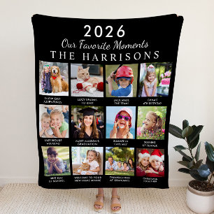 Favourite Moments Family Photo Collage Fleece Blanket