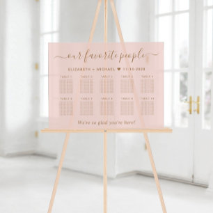 Favourite People 10 Table Pink Gold Wedding Seatin Acrylic Sign
