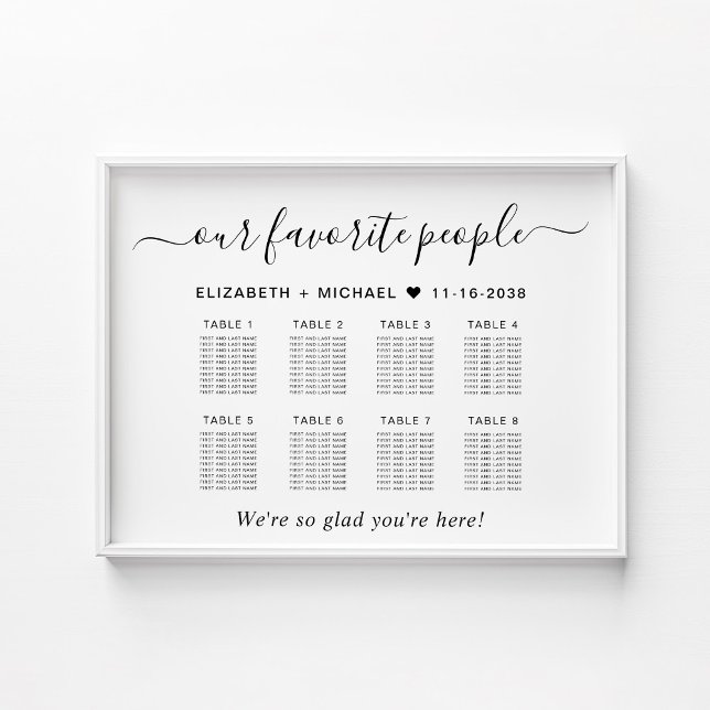 Favourite People 8 Table Wedding Seating Chart (Creator Uploaded)