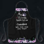 Favourite People Call Me Grandma | Grandkids Name Apron<br><div class="desc">What a delightful and personalized gift! This apron features a beautiful purple floral design, accompanied by the grandkids' names. The apron is perfect for Grandma to wear while cooking up a storm in the kitchen, and the personalized touch will make her feel loved and cherished. making it a treasured keepsake...</div>