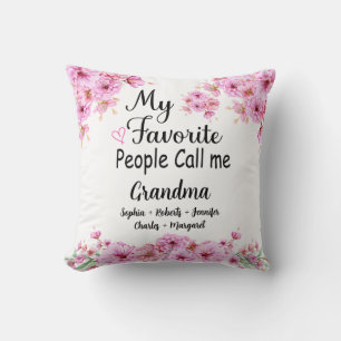 Favourite People Call Me Grandma   Grandkids Name Throw Pillow