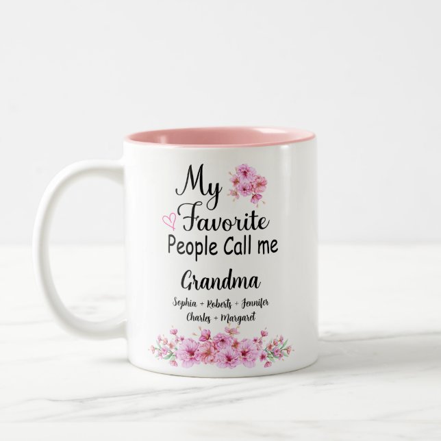 Favourite People Call Me Grandma | Grandkids Name Two-Tone Coffee Mug (Left)