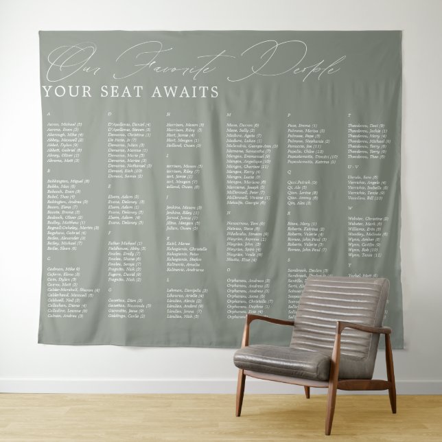 Favourite People Wedding Alphabetic Seating Chart  Tapestry (In Situ (Horizontal))