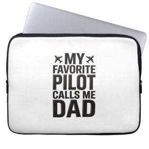 Favourite Pilot Calls Me Dad Vintage Airplane Shir Laptop Sleeve
