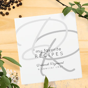 Favourite Recipes Monogram White Binder