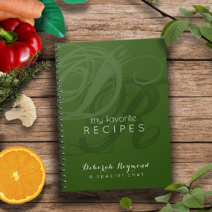 Favourite Recipes Monogrammed Green Notebook