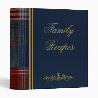 Favourite Recipes Plaid Binder Green, Red Blue