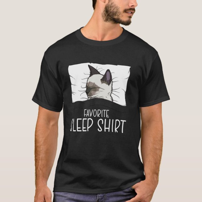 Favourite Sleep Shirt Siamese Cat, Napping Meezer  (Front)