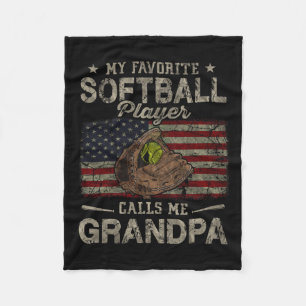 Favourite Softball Player Calls Me Grandpa Father' Fleece Blanket