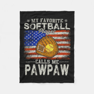 Favourite Softball Player Calls Me Pawpaw Softball Fleece Blanket