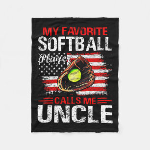 Favourite Softball Player Calls Me Uncle American Fleece Blanket