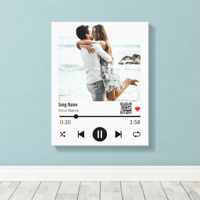 Favourite Song Music Playlist Photo with Qr code Canvas Print (Insitu(Wood Floor))
