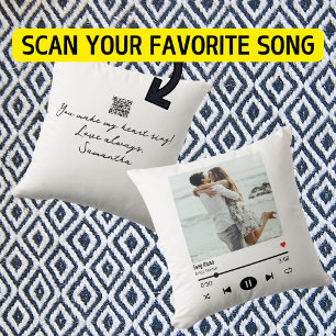 Favourite Song Music Playlist Photo with Qr code Throw Pillow
