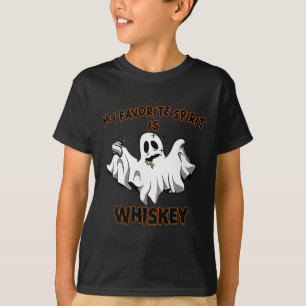 Favourite Spirit Is Whiskey Boo Groovy Cute Ghost T-Shirt