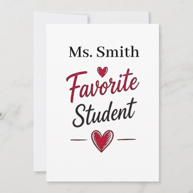 Favourite Student Personalized Teacher Gift Card (Front)