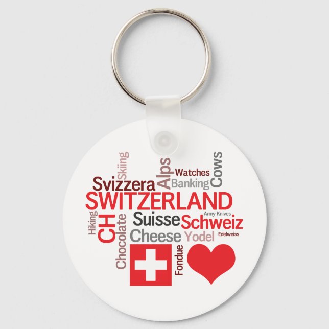 Favourite Swiss Things - I Love Switzerland Keychain (Front)