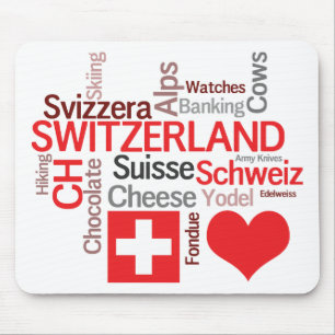 Favourite Swiss Things - I Love Switzerland Mouse Pad