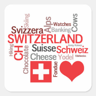 Favourite Swiss Things - I Love Switzerland Square Sticker