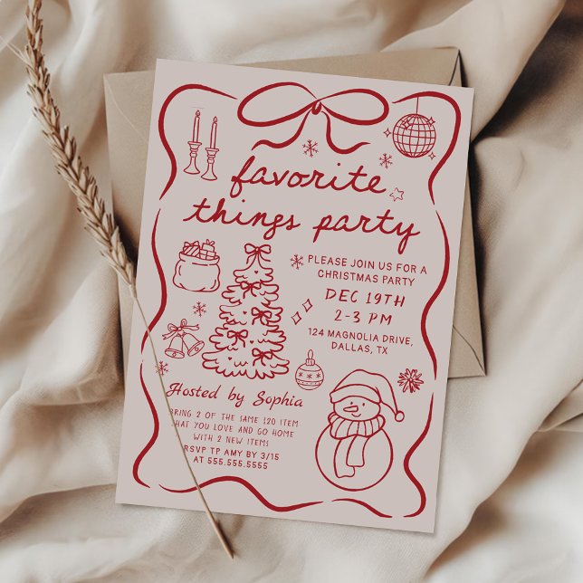 Favourite Things Christmas Holiday Party Invitatio Invitation (Creator Uploaded)
