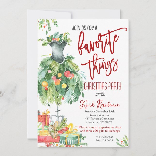 Favourite Things Christmas invitation (Front)