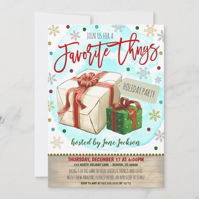 Favourite Things Christmas Party Invitation (Front)